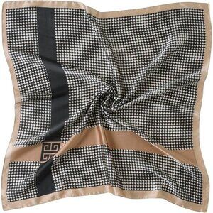 Women Plover Plaid Headscarf Satin Bandana Pattern Polyester Breathable Scarves